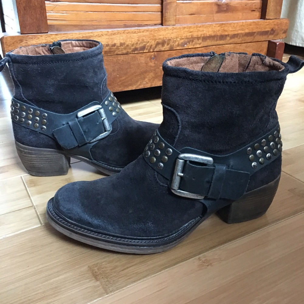 Josef Seibel Black Suede Ankle Boots